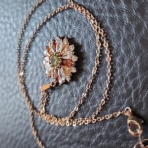 Elegant Copper and Crystal Pendant Necklace